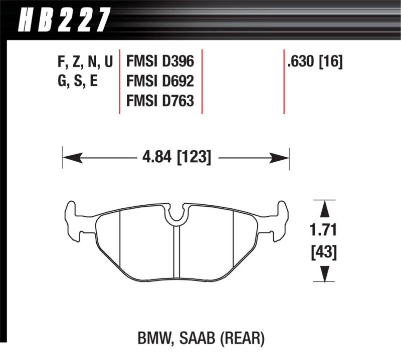 Hawk Performance HB227W.630 DTC-30 Motorsport Brake Pads