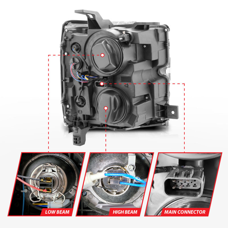 ANZO 2015-2019 Chevrolet Silverado 2500 HD LED Projector Headlights