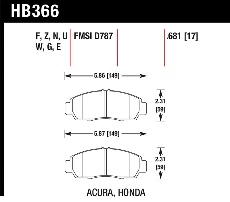 Hawk Performance HB366F.681 HPS Performance Street Brake Pads