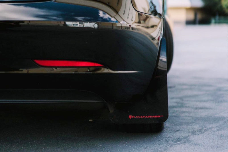 Rally Armor UR Mud Flaps - 2017-2023 Tesla 3 - Black/Blue Logo - #MF62-UR-BLK/BL