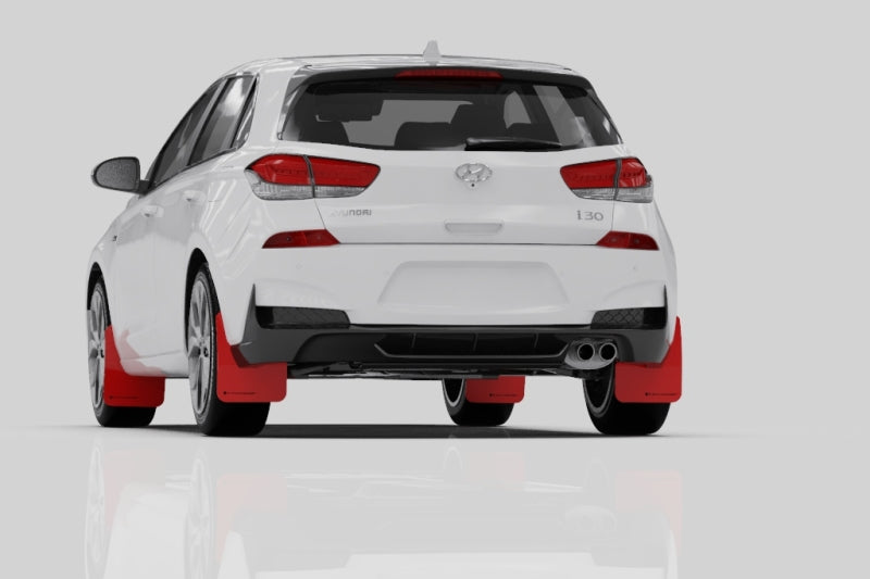 Rally Armor UR Mud Flaps - 2019-2020 Hyundai Elantra GT - Black/White Logo - #MF59-UR-BLK/WH