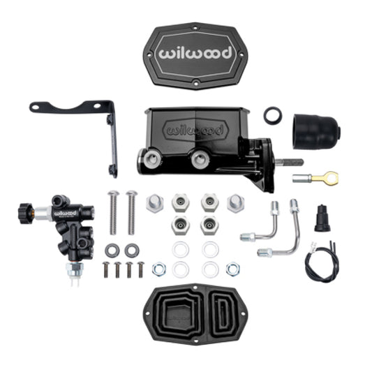Wilwood Mopar Compact Tandem Master Cylinder Kit w/ Combination Valve & Pushrod 15/16in Bore - Black - #261-16796-BK