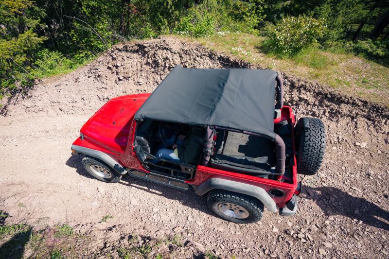Bestop 97-02 Jeep Wrangler TJ Header Safari Bikini (Black Denim)