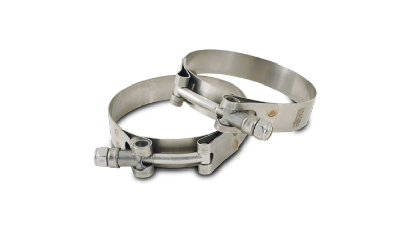 Vibrant SS T-Bolt Clamps Pack of 2 Size Range: 1.75in to 2.10in O.D.