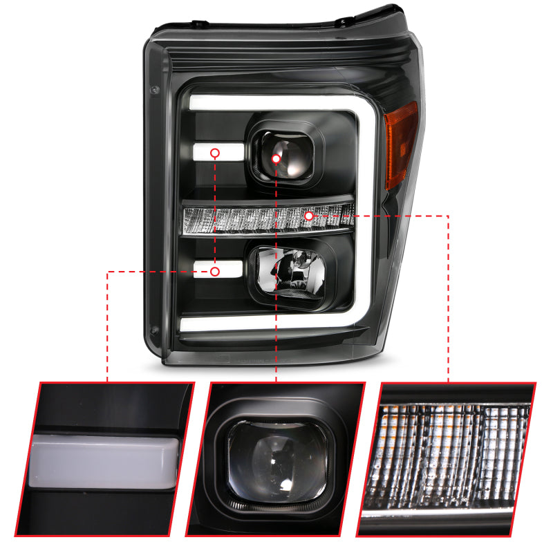 ANZO 2011-2016 Ford F-250 Super Duty LED Projector Headlights