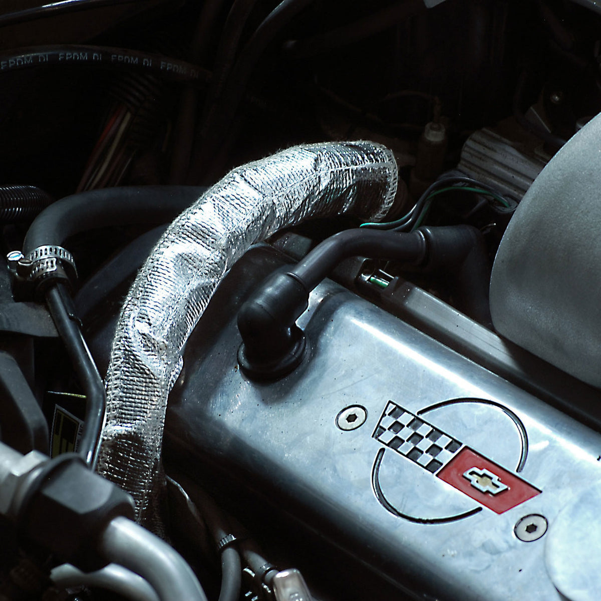 DEI EGR Pipe Cover 4-1/4in x 4.5in with Hook and Loop Closure for 1985-1991 Chevrolet Corvette C4 L98