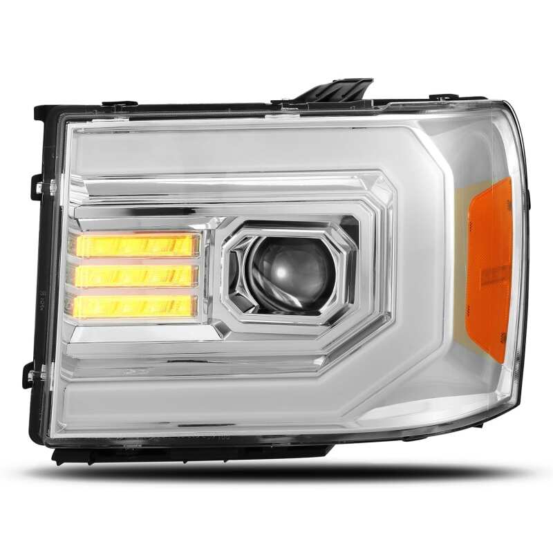 AlphaRex 880605 07-13 GMC 1500 HD PRO-Series Projector Headlights Plank Style Gloss Black w/Activation Light/Sequential Signal