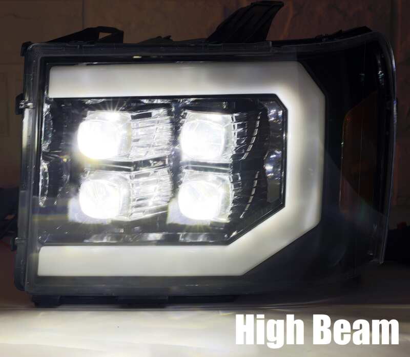 AlphaRex 880608 07-13 GMC 1500 HD NOVA LED Projector Headlights Plank - Jet Black w/Activation Light/Sequential Signal/DRL