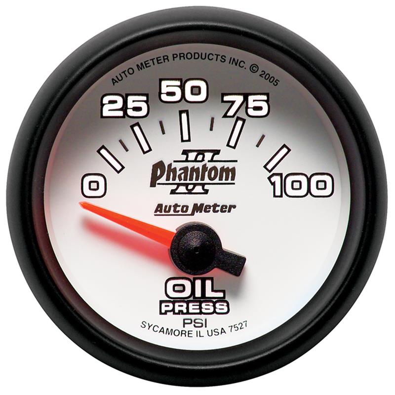 AutoMeter 7527 Phantom II 52mm Short Sweep Electric 0-100psi Oil Pressure Gauge