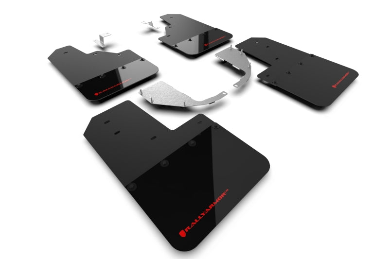 Rally Armor Mud Flaps - 2021-2025 Ford Bronco - RAL Hybrid Blk Flap/Red - #MF85-NO-ST-RD