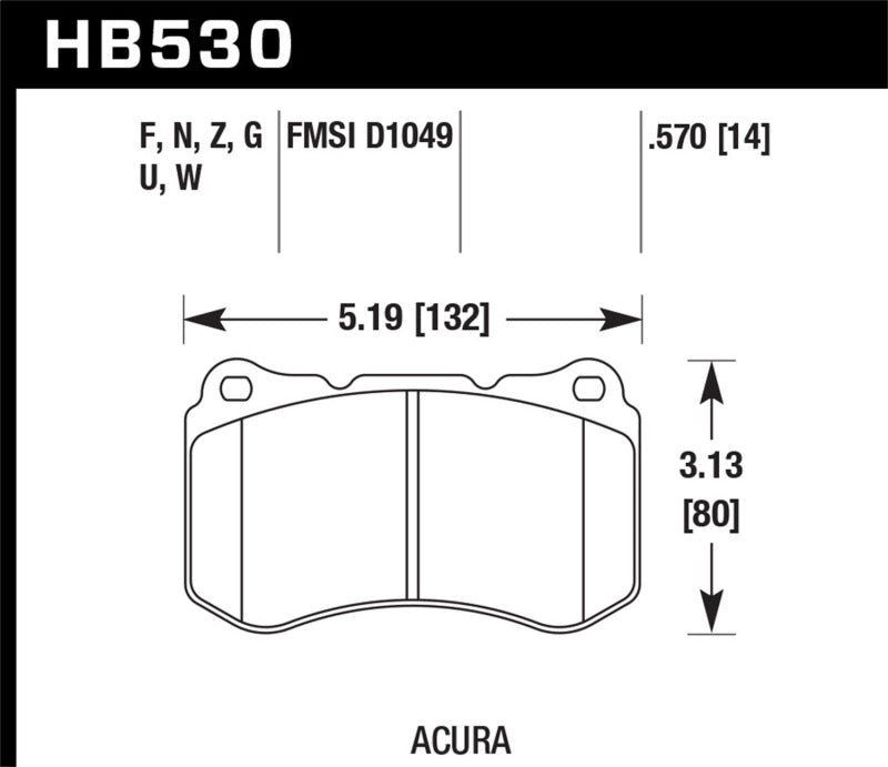 Hawk Performance HB530U.570 DTC-70 Motorsport Brake Pads