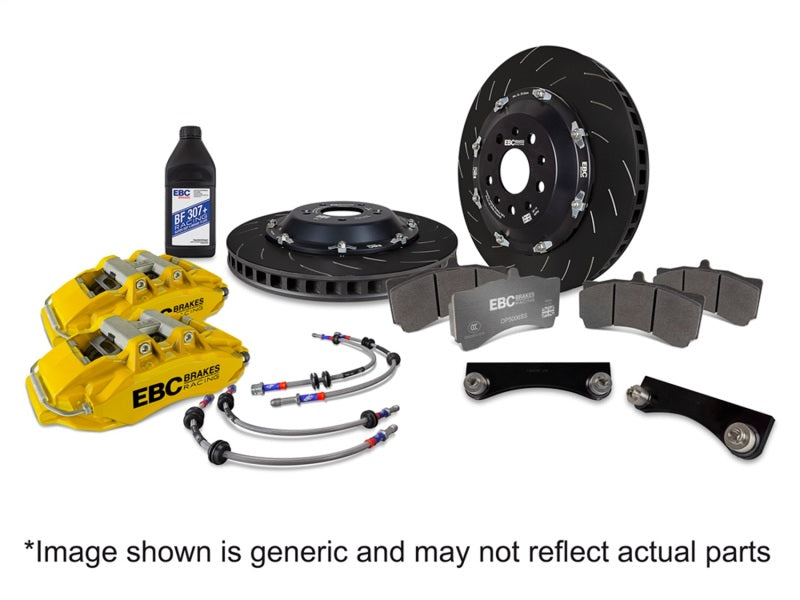 EBC Racing 2019+ Toyota GR Supra Yellow Apollo-6 Calipers 380mm Rotors Front Big Brake Kit BBK042YEL-1
