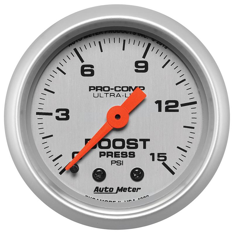 AutoMeter 4302 Ultra-Lite 52mm 0-15 PSI Mechanical Boost Gauge