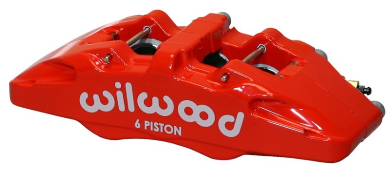 Wilwood Caliper-Forged Dynapro 6 5.25in Mount-Red-R/H 1.62/1.12/1.12in Pistons 0.81in Disc - #120-13434-RD