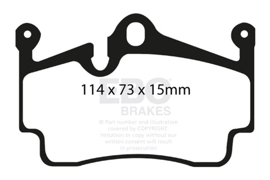 EBC 04-08 Porsche Boxster (Cast Iron Rotors only) 2.7 Yellowstuff Rear Brake Pads DP41920R