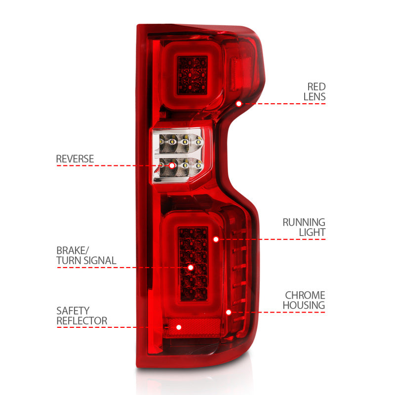 ANZO 2019-2026 Chevrolet Silverado 1500 LED Taillights