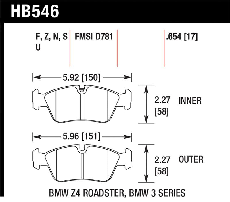 Hawk Performance HB546N.654 HP Plus Crossover Street/Motorsport Brake Pads