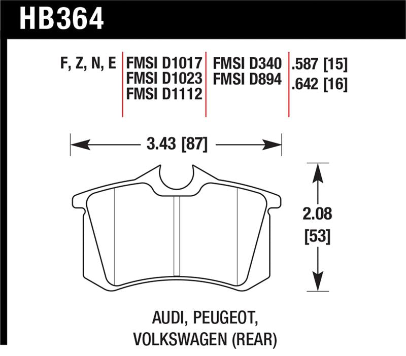 Hawk Performance HB364B.642 HPS 5.0 Street Brake Pads