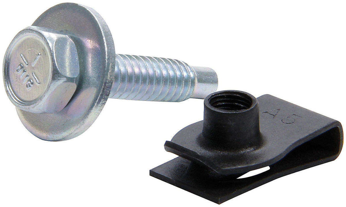 Allstar Performance Body Bolt Kit with Clips 50pk Silver ALL18656-50