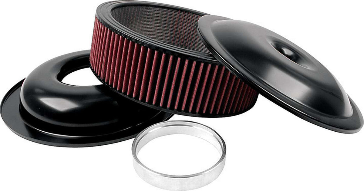 Allstar Performance Lightweight 14in Air Cleaner Kit Black 4in Washable Element ALL25923