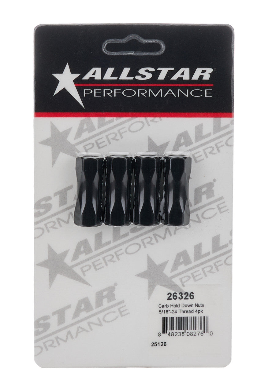 Allstar Performance Carb Hold Down Nuts 5/16in-24 Thread 4pk ALL26326