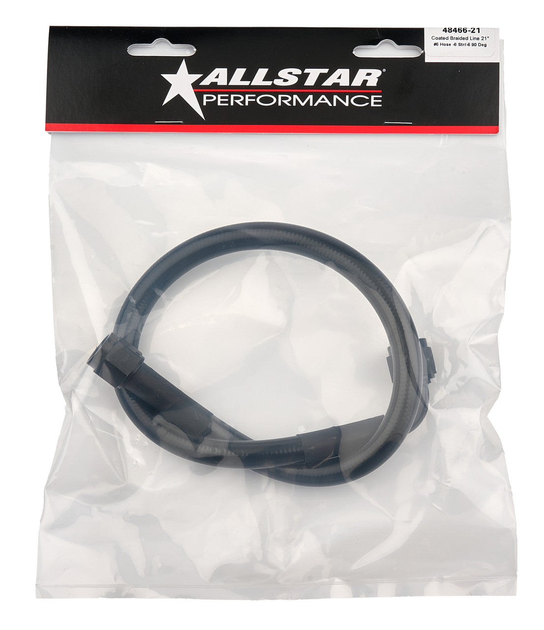 Allstar Performance Coated Braided Line 21" #6 Hose -6 Straight/-6 90 Degree ALL48466-21