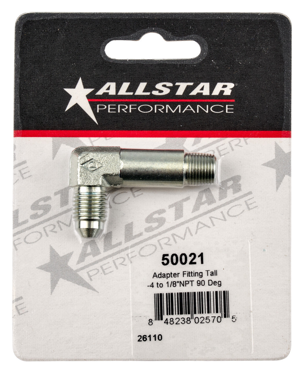 Allstar Performance Adapter Fitting Tall -4 to 1/8 NPT 90 Deg 10p ALL50021-10