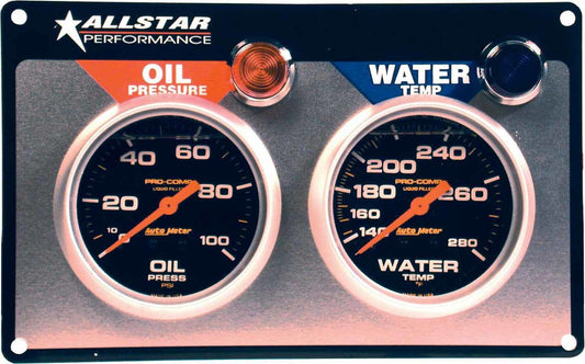 Allstar Performance 2 Gauge Panel A/M OP/WT Liquid Filled ALL80120