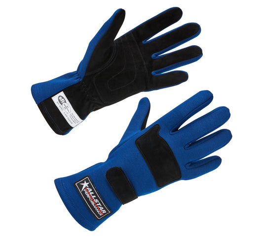 Allstar Performance Racing Gloves SFI 3.3/5 D/L Blue Medium ALL915022