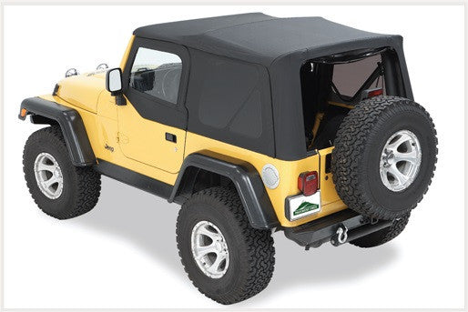 Bestop 97-06 Wrangler TJ Replay OEM Replacement Top (Blk Denim Tinted Windows Upper Door Skins)