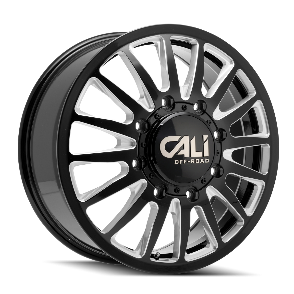 Cali Off-Road Summit Dually Front 20x8.25 8x210 115mm Gloss Black Milled Wheel 9110D-2879BMF115