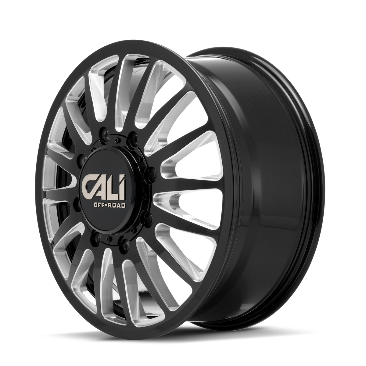 Cali Off-Road Summit Dually Front 20x8.25 8x210 115mm Gloss Black Milled Wheel 9110D-2879BMF115