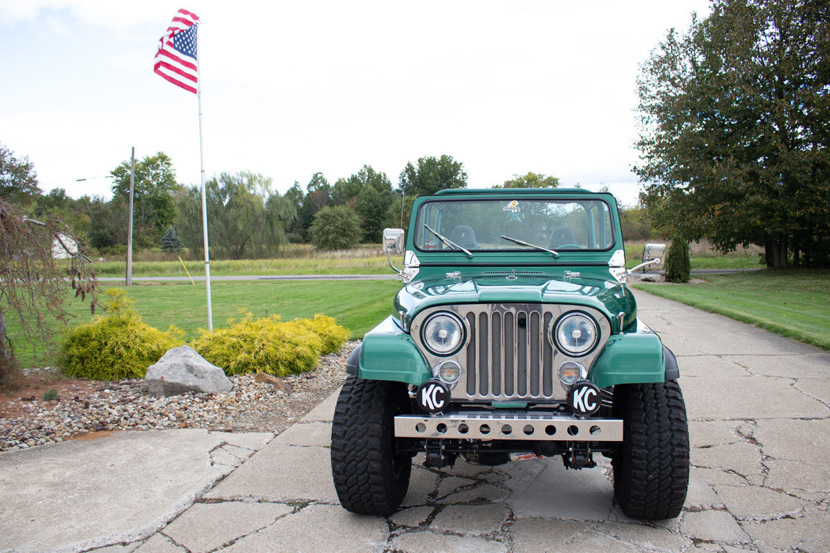 Kentrol 50429 54in Front Bumper with License Plate Holes for 1955-1986 Jeep CJ5 CJ7 CJ8 - Powdercoat Black