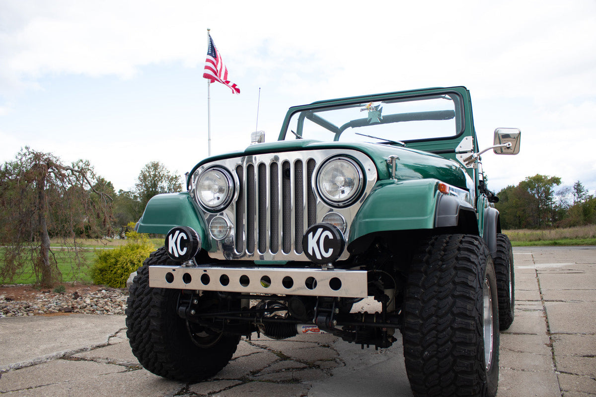 Kentrol 50429 54in Front Bumper with License Plate Holes for 1955-1986 Jeep CJ5 CJ7 CJ8 - Powdercoat Black