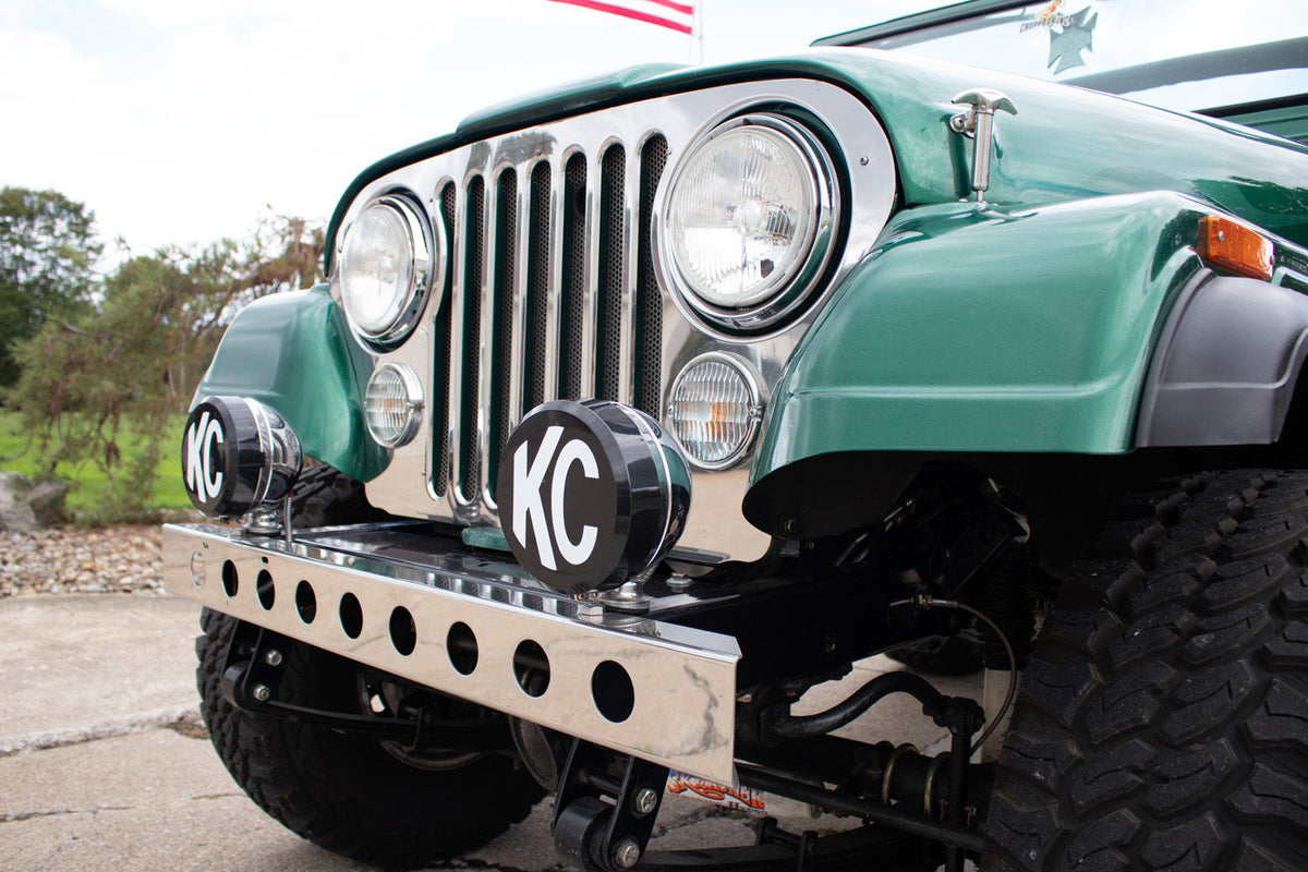 Kentrol 50429 54in Front Bumper with License Plate Holes for 1955-1986 Jeep CJ5 CJ7 CJ8 - Powdercoat Black