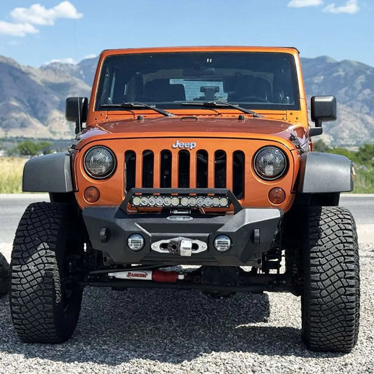 Rock Slide Engineering for 2007-2018 Jeep Wrangler JK Big Sky Aluminum Stubby Front Bumper with Winch Plate