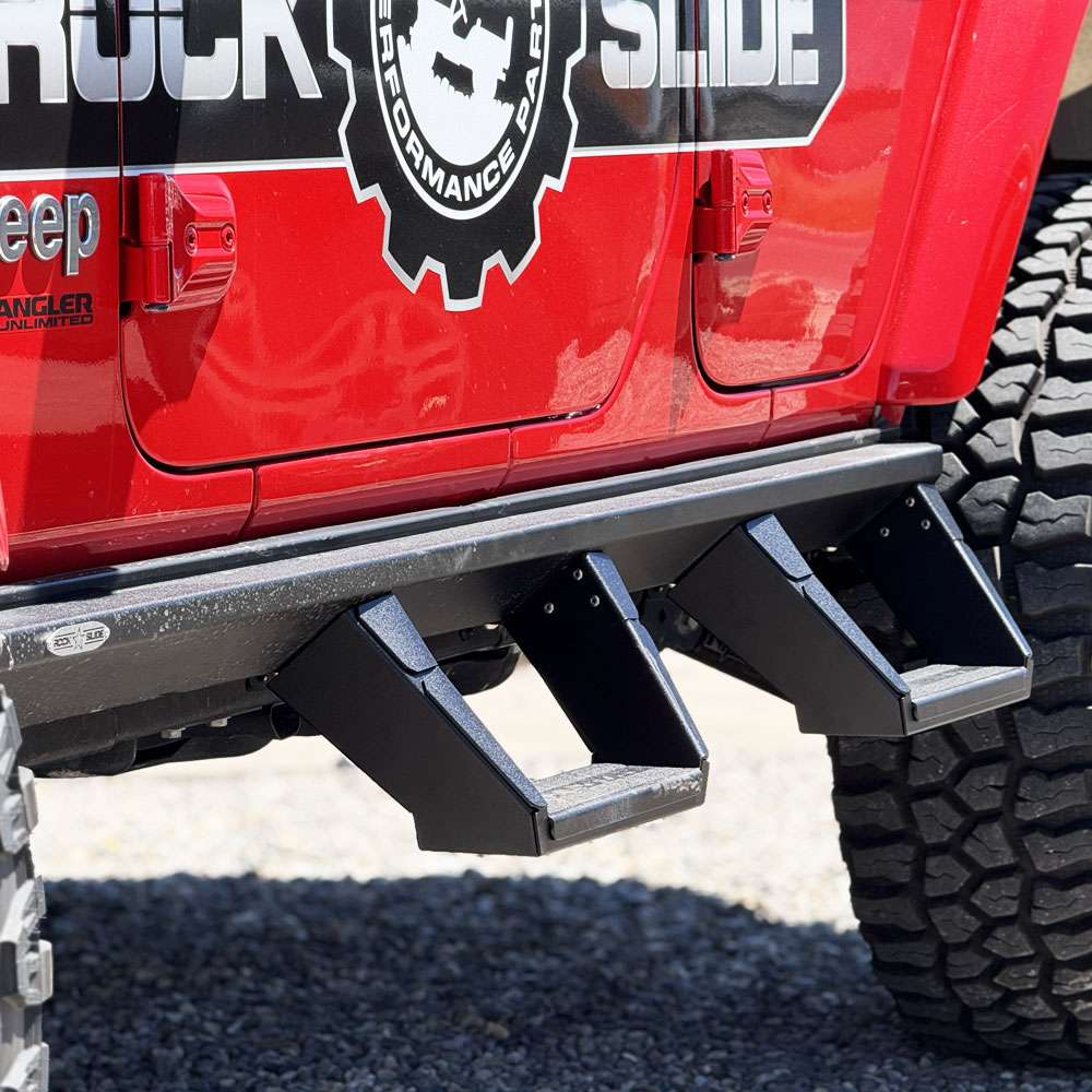 Rock Slide Engineering for 18-25 Jeep Wrangler JL 7in Removable Deluxe Rock Rail Drop Step