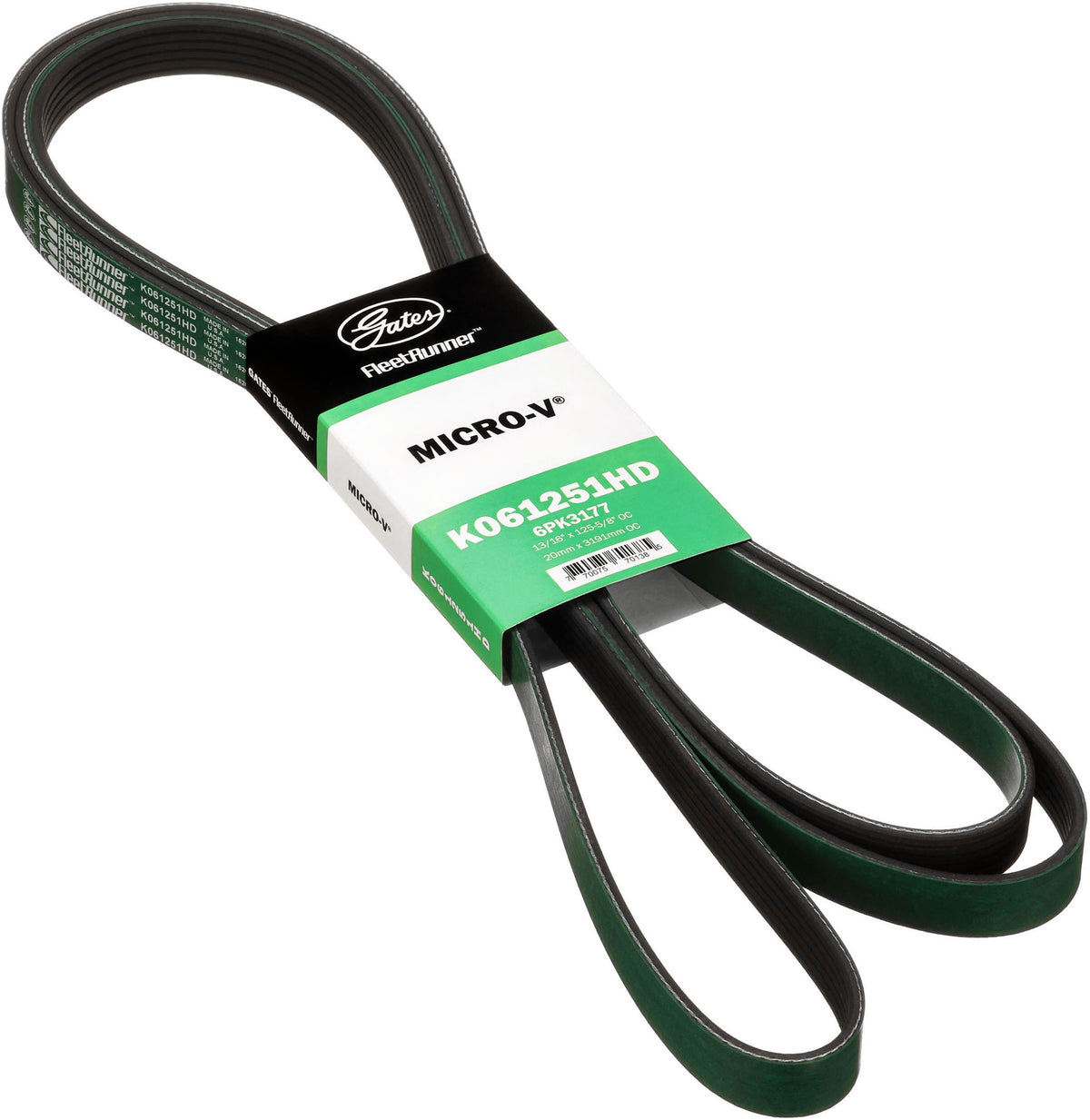 Gates K061251HD FleetRunner Micro-V Belt for 2006-2010 Ford F-250 F-350 Super Duty 5.4L