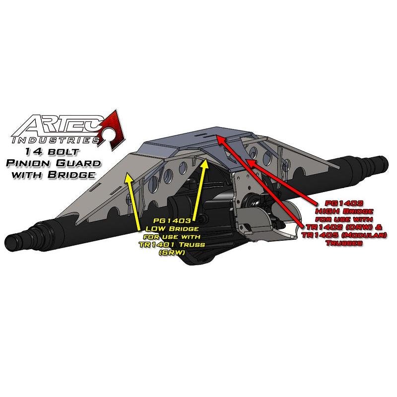 Artec Industries PG1403 14 Bolt Pinion Guard with Truss Bridge Low for 1970-1986 Chevrolet K20 / K30