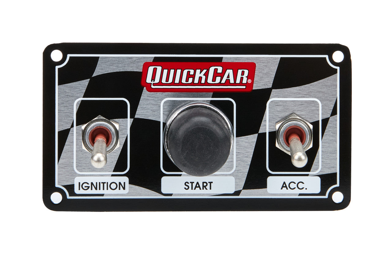 QuickCar Single Ignition 2 Switches & 1 Button Flag Plate Panel