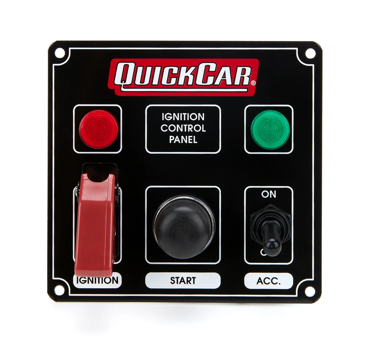 QuickCar Black Plate, 2 Switches & 1 Button w/Flip Cover & Lights