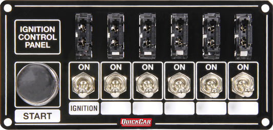 QuickCar Black Plate, 6 Switches & 1 Button, Fused