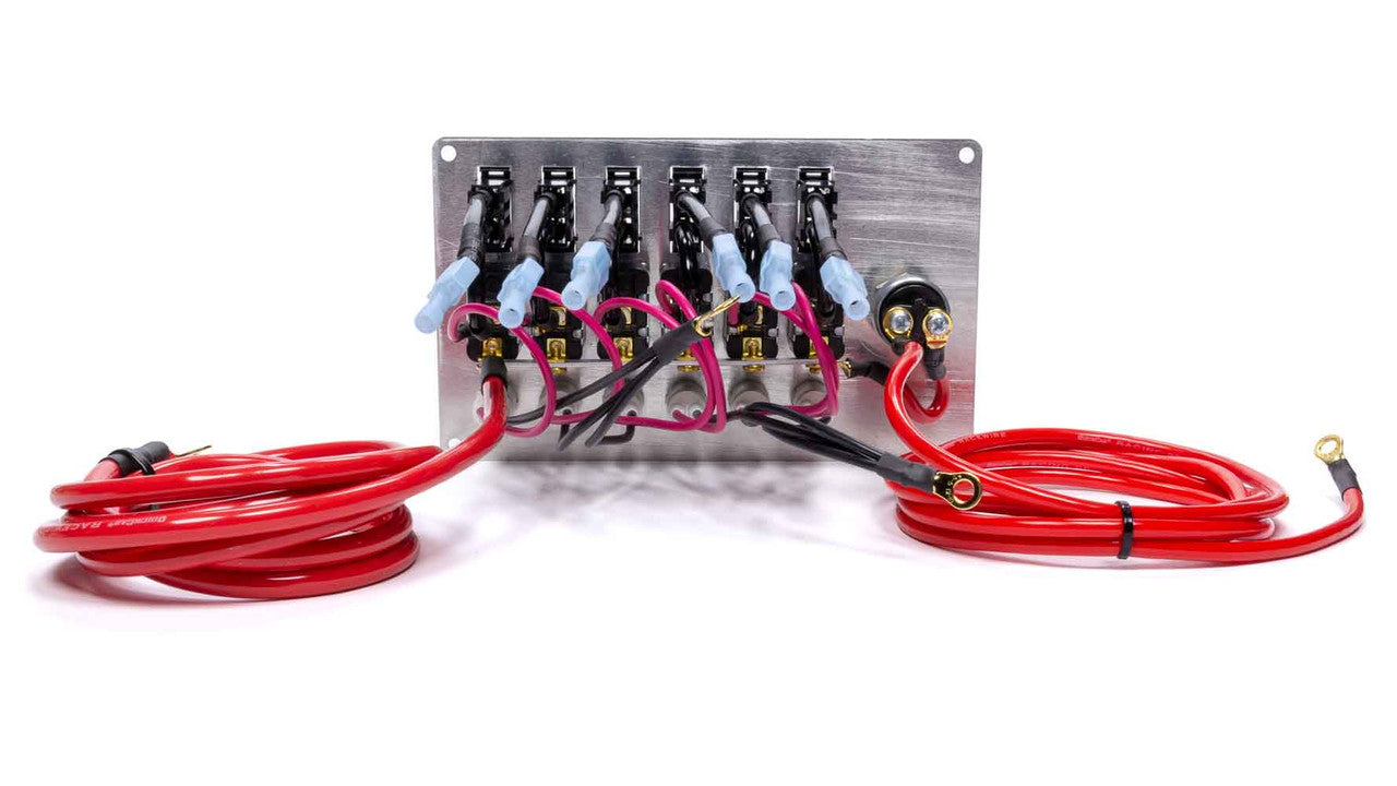 QuickCar Black Plate, 6 Switches & 1 Button Fused & Lit.