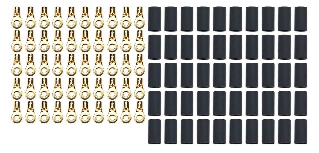 QuickCar #10 Ring Terminal 8-10 Ga. with heat shrink 50 Pack