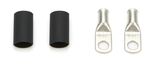 QuickCar Ring Terminals - 1/4" Eyelet, 6 Gauge Barrel with Heat Shrink, pair