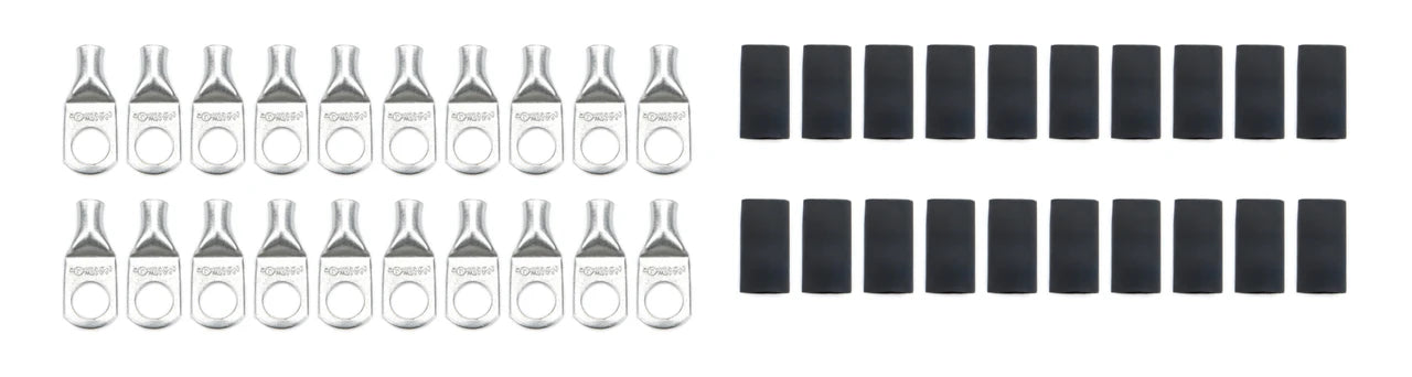 QuickCar Ring Terminals - 3/8" Eyelet, 6 Gauge Barrel with Heat Shrink, 20-Pack