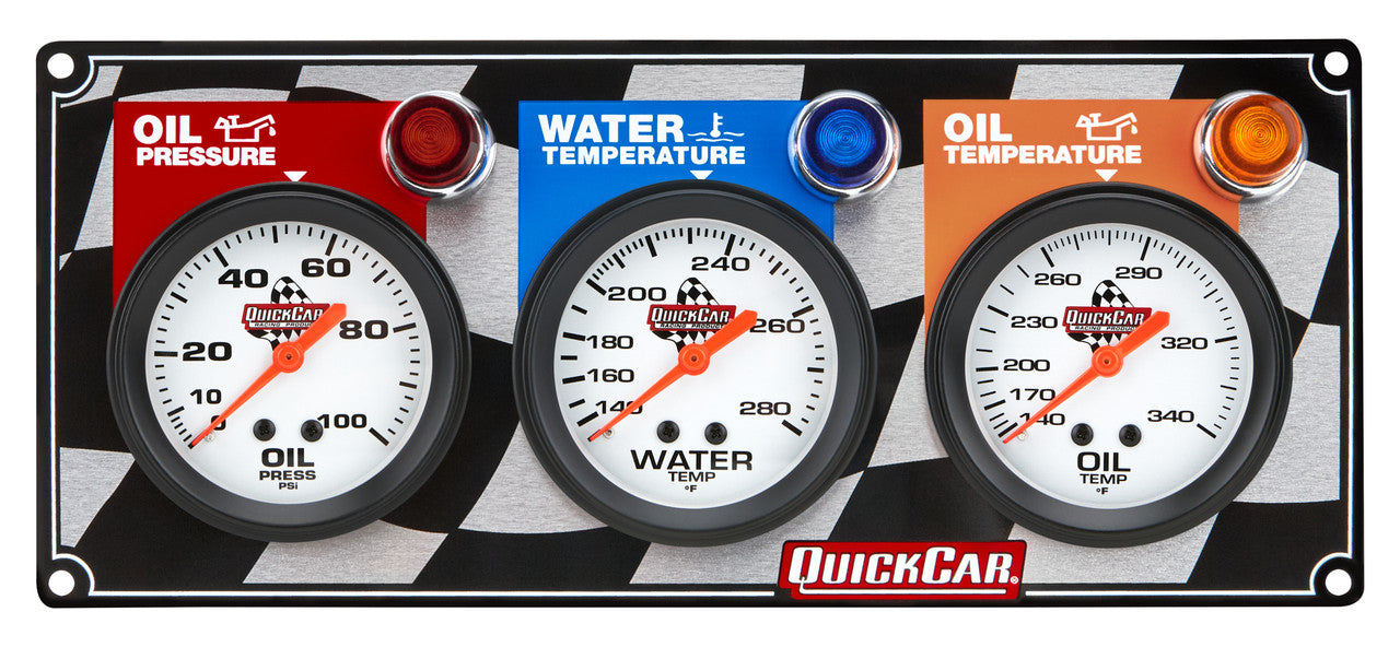 QuickCar Flag 3 Gauge Panel OP/WT/OT