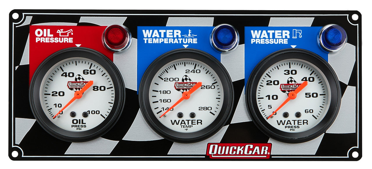 QuickCar Legend Gauge Panel - Flag Plate, OP/WT/WP