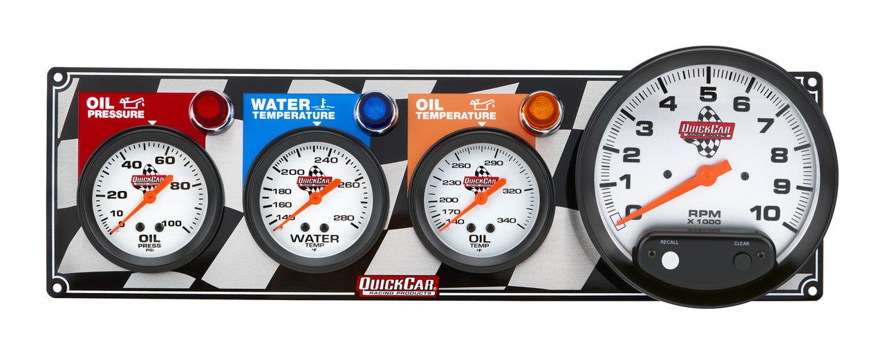 QuickCar Flag 3-1 Gauge Panel OP/WT/OT/5" Tach