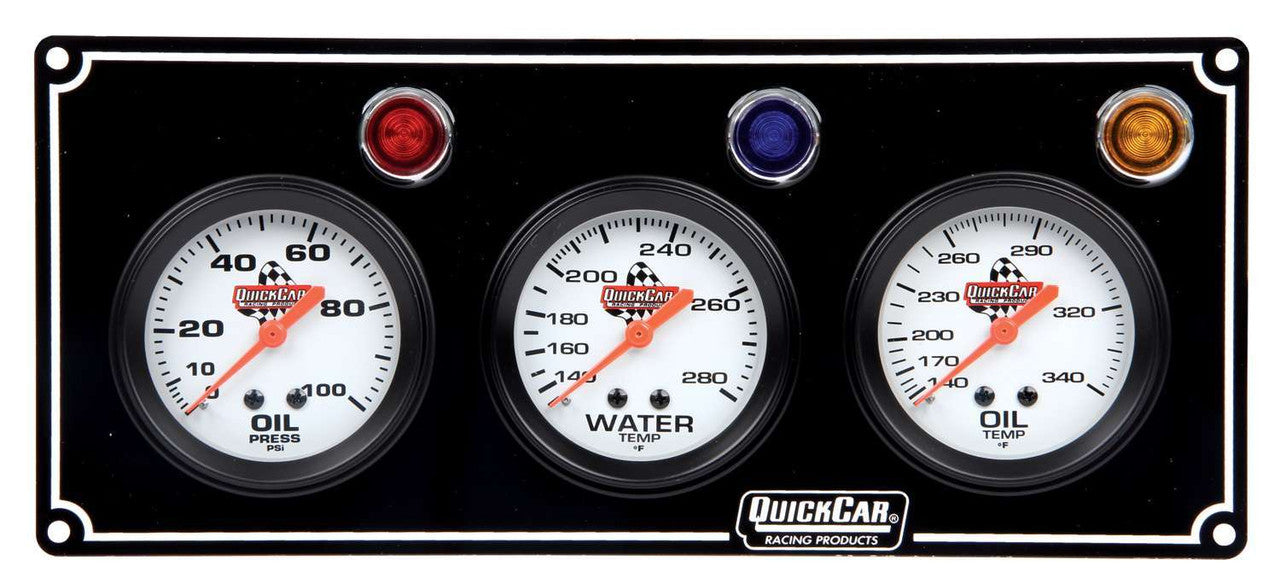 QuickCar Black 3 Gauge Panel OP/WT/OT